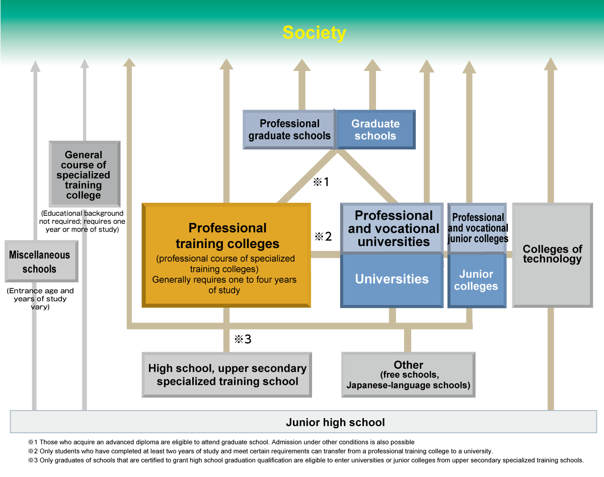  Japanese school education system and professional training colleges